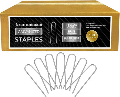 Sandbaggy Galvanized 6-Inch Landscape Staples | Industrial Grade 9 Gauge Steel | Also Called Fabric
