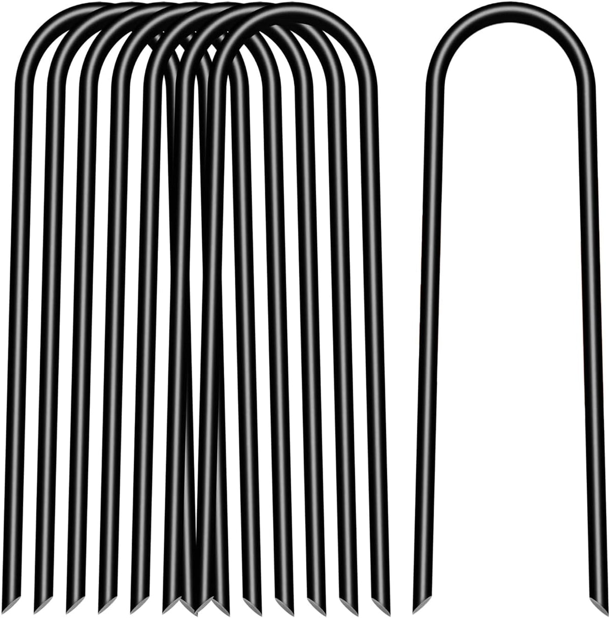 4 inch 25 Pack U Shape Black Garden Stakes,11 Gauge Garden Pins,U-Shaped Tent Stakes,Galvanized