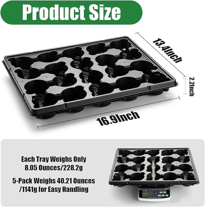 20 Cell Plant Trays for Carrying 3 inch Round Nursery Pots, Sturdy Plastic Trays Suitable for