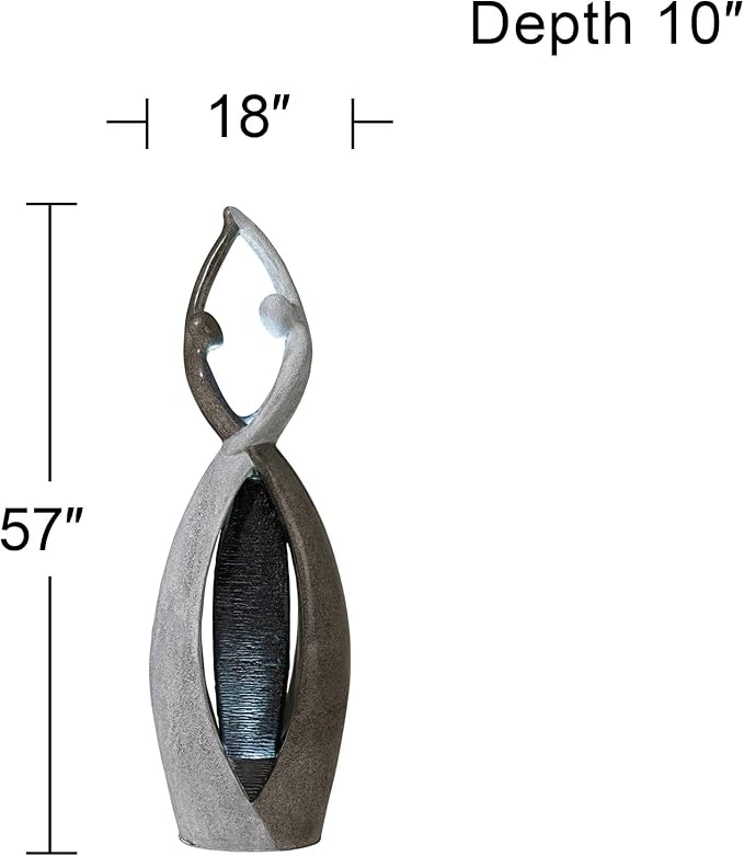 Dancing Couple 57" High Large Modern Indoor Outdoor Decor Faux Stone Floor Fountain with Light LED