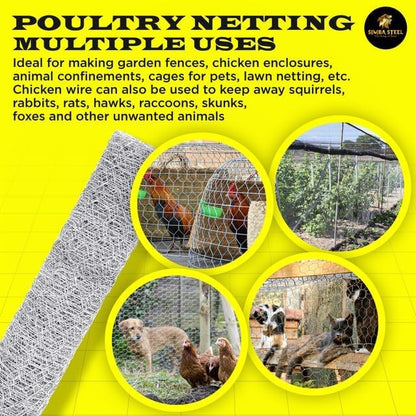 Chicken Wire 24 in x 100 FT x 2” Mesh x 20GA | Poultry Wire Netting | Hot Dipped Galvanised |