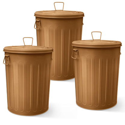 Plexon Large Metal Trash Can with Lid 20 Gallon, Decorative Outdoor Trash Can Heavy Duty Galvanized