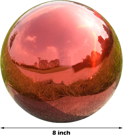 Nerien 8 Inch Gazing Ball, Stainless Steel Garden Mirror Globe, Polished Ornament Sphere, Hollow