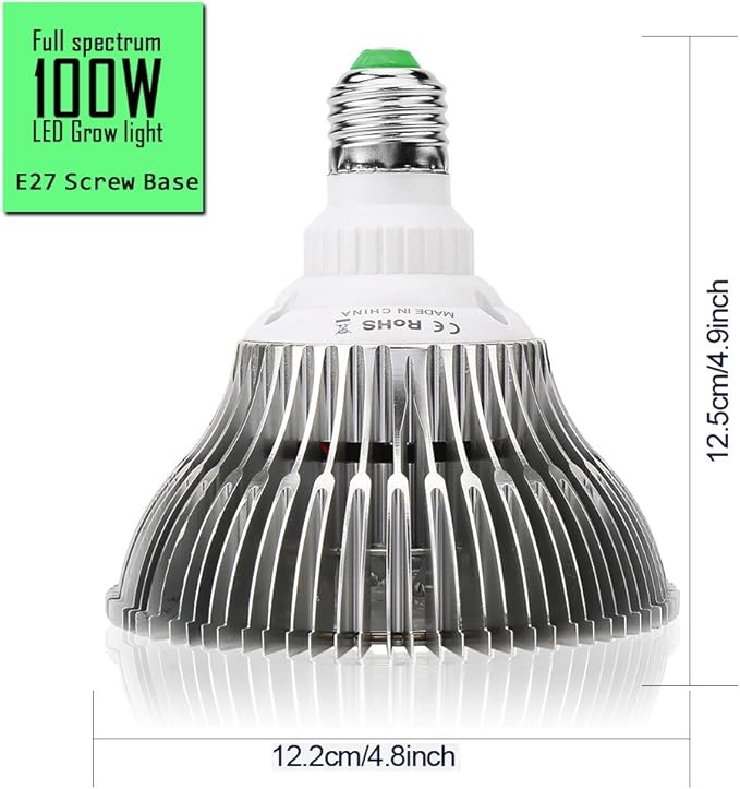 100W Led Grow Light Bulb Full Spectrum,Plant Light Bulb with 150 LEDs for Indoor Plants,E26/E27