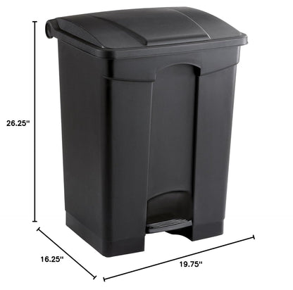 Safco Step On Plastic Trash Can with Foot Pedal, 17 Gallon Garbage Can for Kitchen, Indoor or