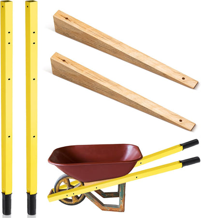 WILLBOND 1 Pair Wheelbarrow Replacement Handles Kit 60 Inches Metal Wheelbarrow Handles Yellow