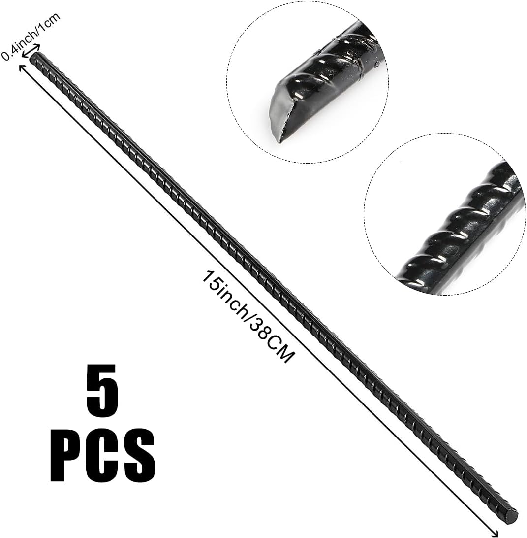 Ground Anchor Stakes, Heavy Duty Straight Rebar Stakes Forged 15inch Camping Stakes with Chisel