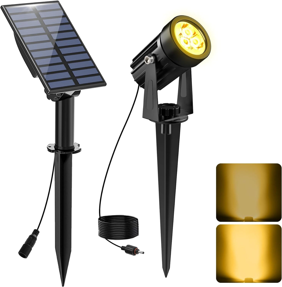 Solar Spot Lights Outdoor, Solar Landscape Spotlights IP65 Waterproof 9.8ft Cable,Auto On/Off