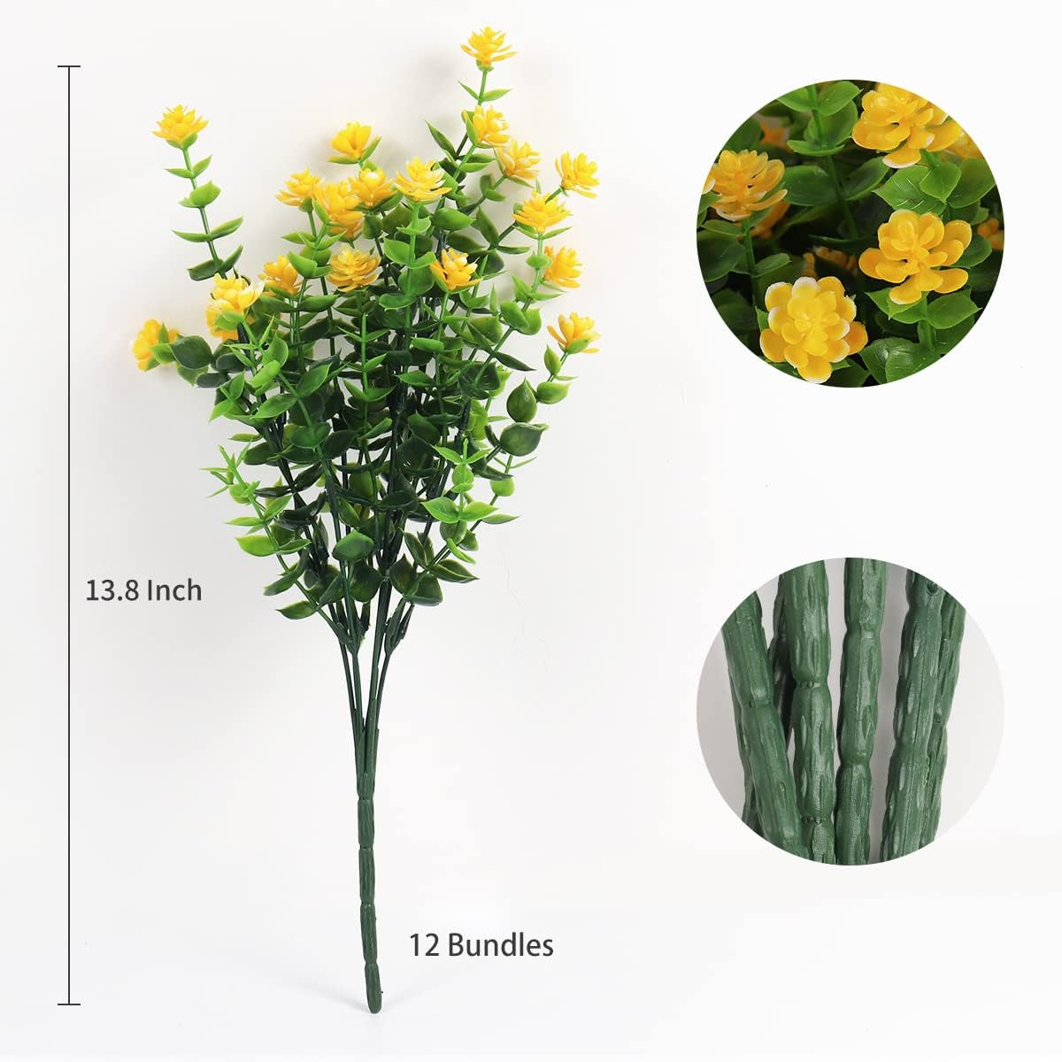 RECUTMS 12 Bundles Outdoor Artificial Flowers UV Resistant Fake Boxwood Plants, Faux Greenery for