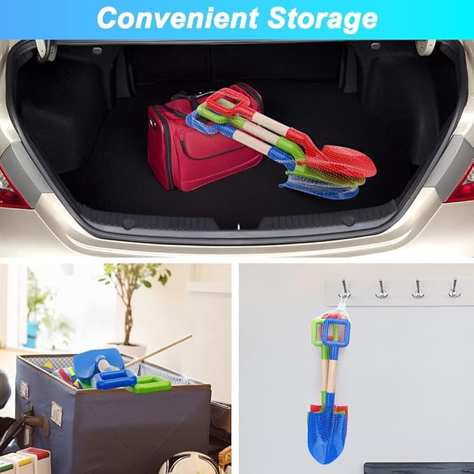 16" Beach Sand Shovels Toys for Kids, Gardening Tool Kits, Sturdy Long Wooden Spade for Sand Snow