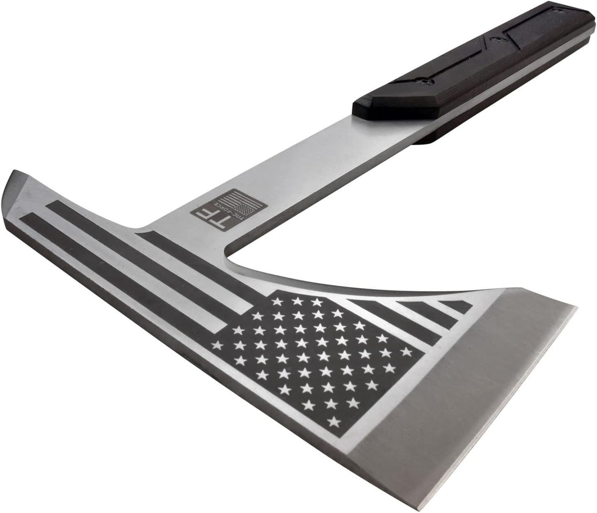 TAC-FORCE Tomahawk – Axe - Satin Finish Stainless Steel Blade w/Etched U.S.A. Flag, Black Wood