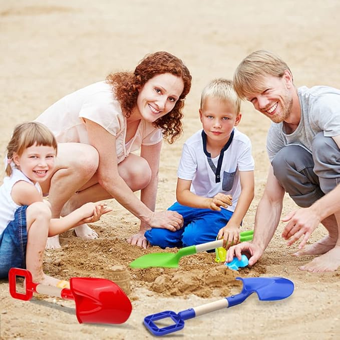16inch Beach Sand Shovels Toys for Kid Adult, 3PCS Sturdy Long Wooden Spade Gardening Tool Kits