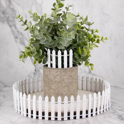 Prsildan 40 Inches Miniature Fairy Garden Fence, DIY Wood Picket Fence Mini Ornament for Dollhouse