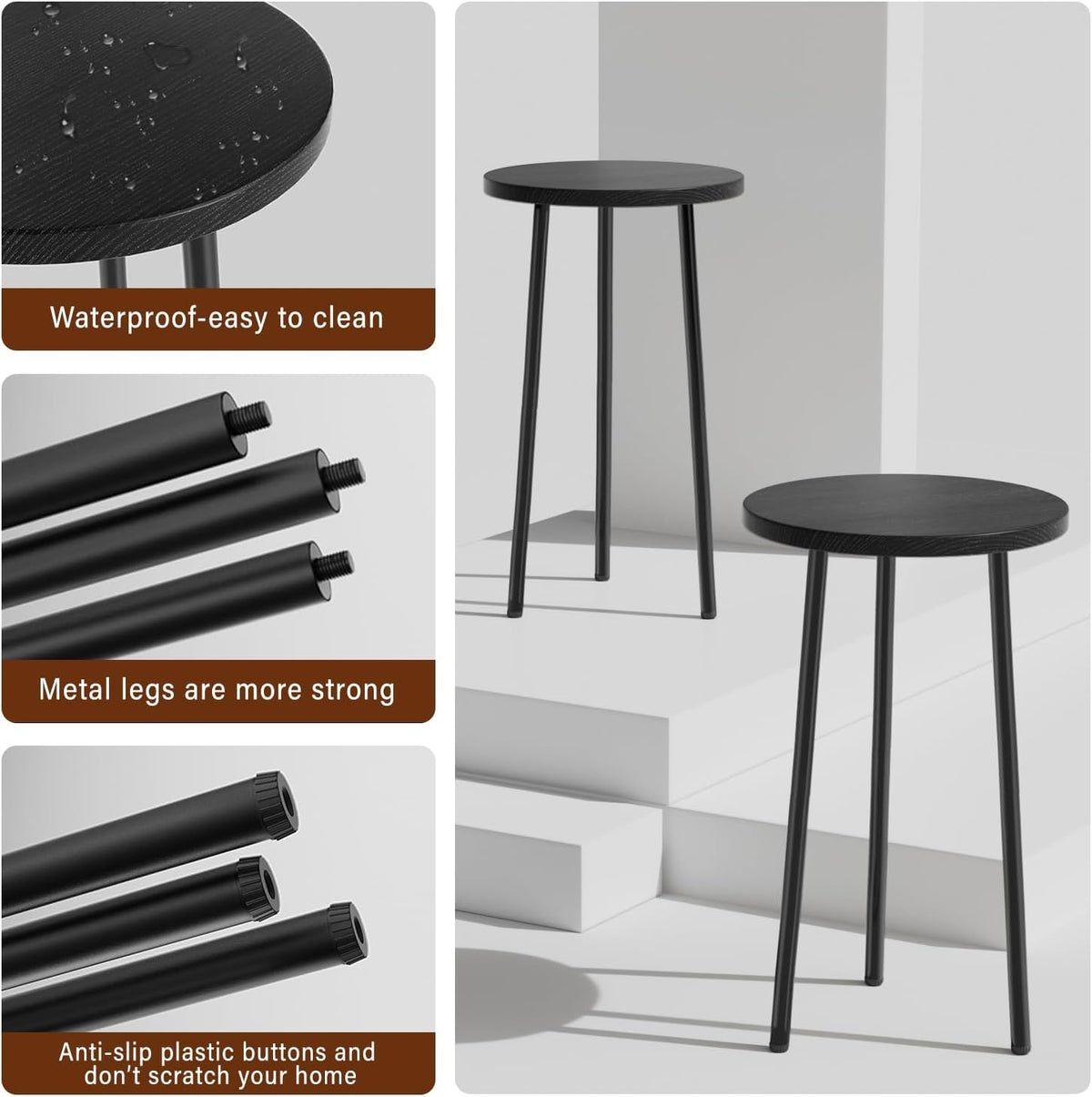 Plant Stand Indoor 2 Pack: Corner Wood 20 Inch Plant Stand Mid Century Modern Decor - Small Round