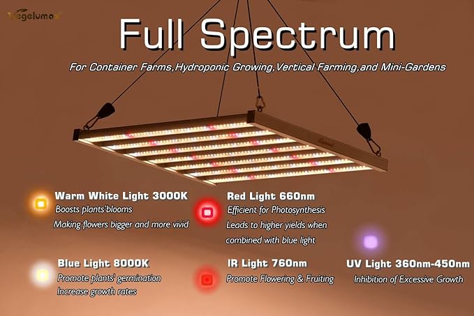300Watt LED Grow Lamp UV IR Full Spectrum 4x4 5x5ft Coverage Grow Light Bar with 1092pcs Diodes 7