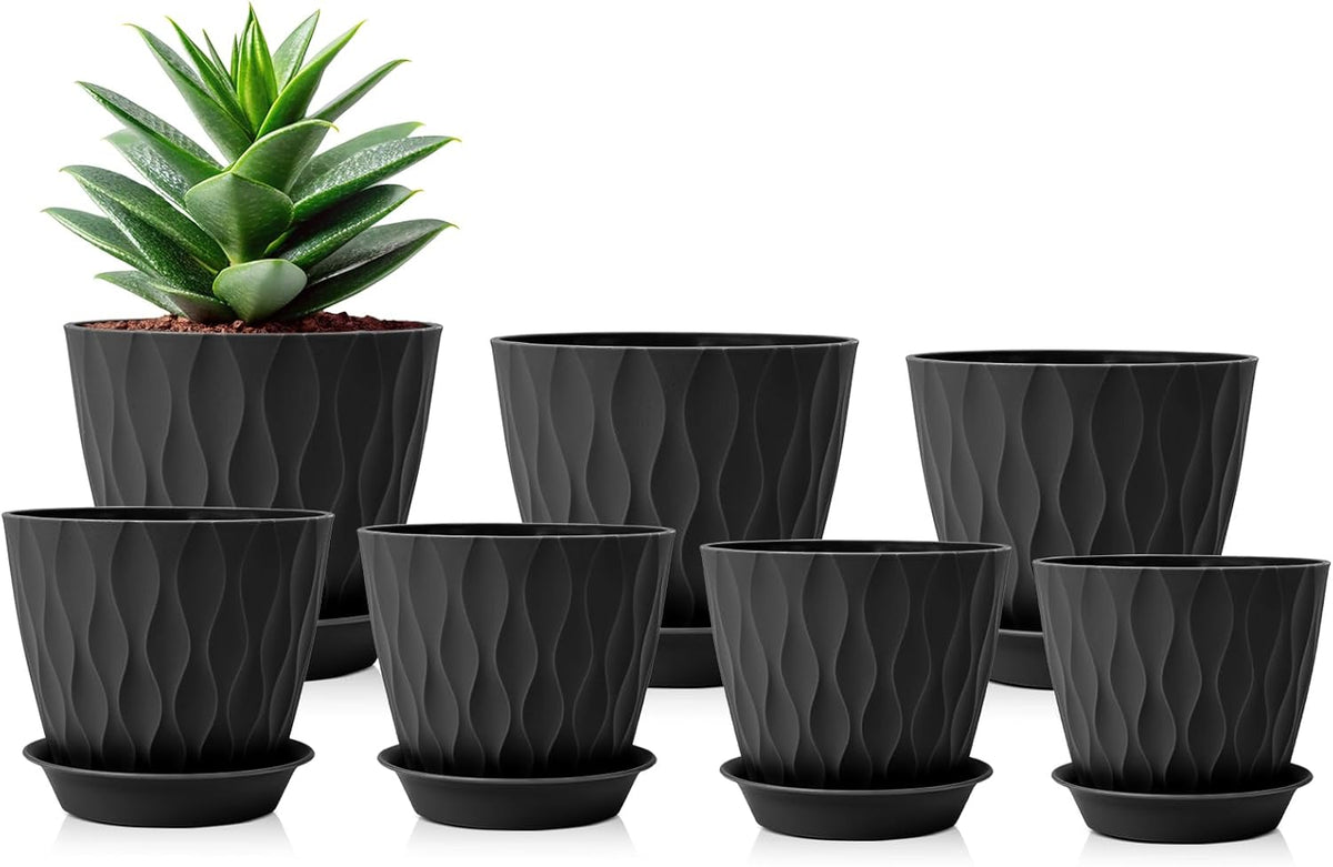 GARDIFE 7/6.5/6/5.5/5/4.5/4 inch Plant Pots, 7 Pack Flower Pots Indoor Outdoor, Planters with