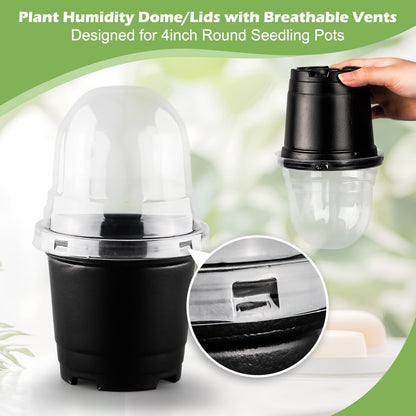 Humidity Domes for 4 Inch Pots, 100 Pack Transparent Plant Dome Covers with Ventilation, Clear