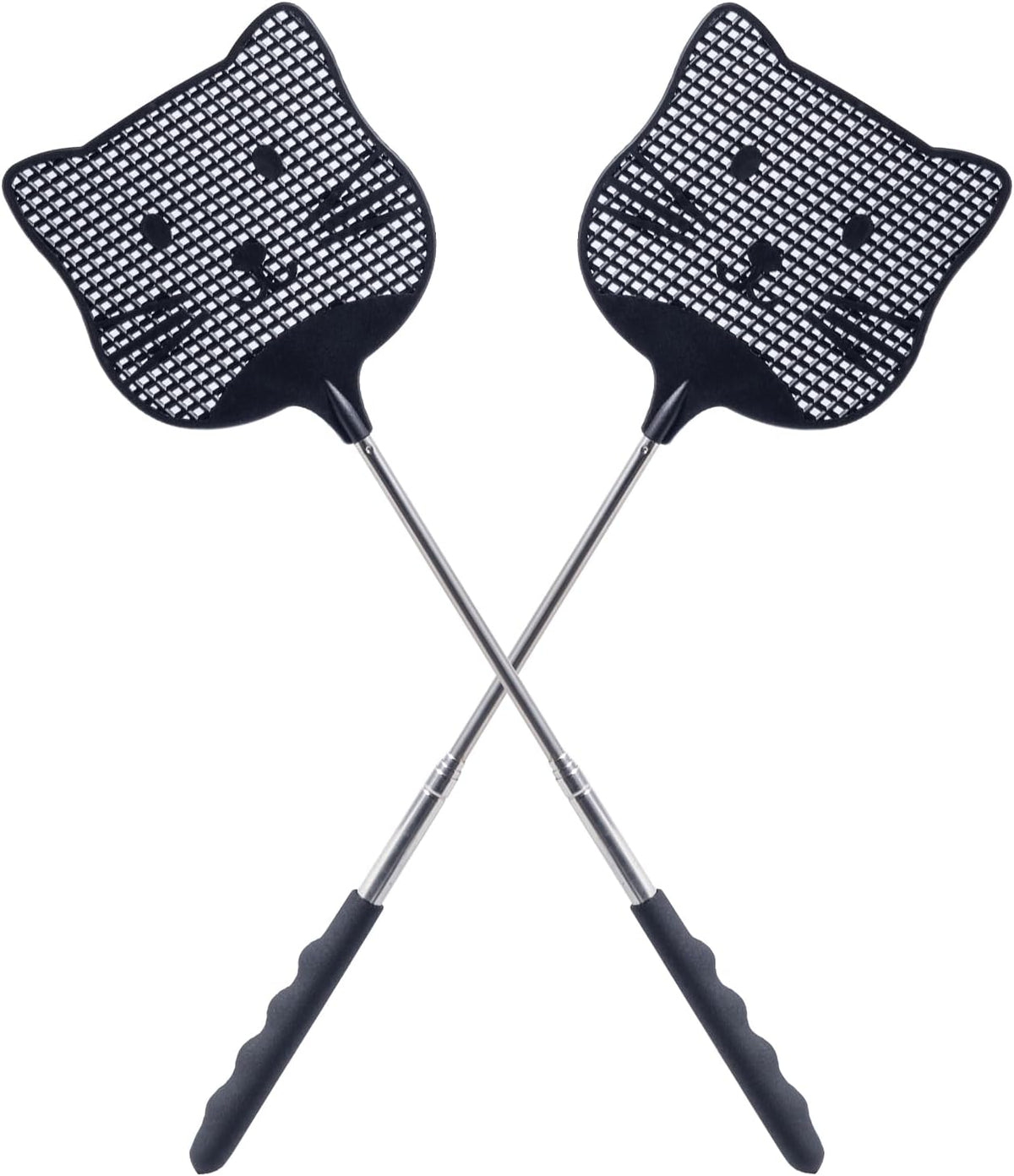 2 Pack Extendable Fly Swatter, 25 inch Long Handle Flyswatters, Plastic Heavy Duty Fly Swatters