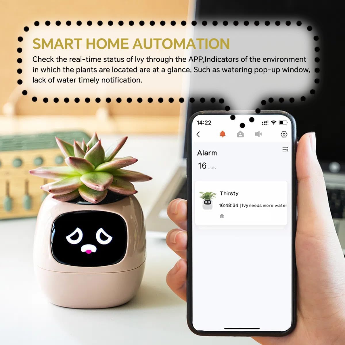 Smart Pet Planter, Smart Plant Pot, With Artificial Intelligence, Time Weather Display, And