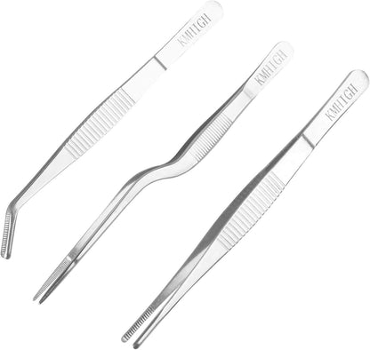 Stainless Steel Tweezers Set, For Small Gardening and Kitchen, Multi-Purpose Tools. (3Pcs