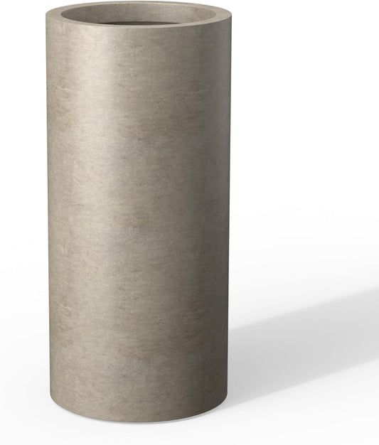 Kante 23.6 Inch Tall Cylindrical Planter, Large Round Plant Pots with Drainage Hole, Made with