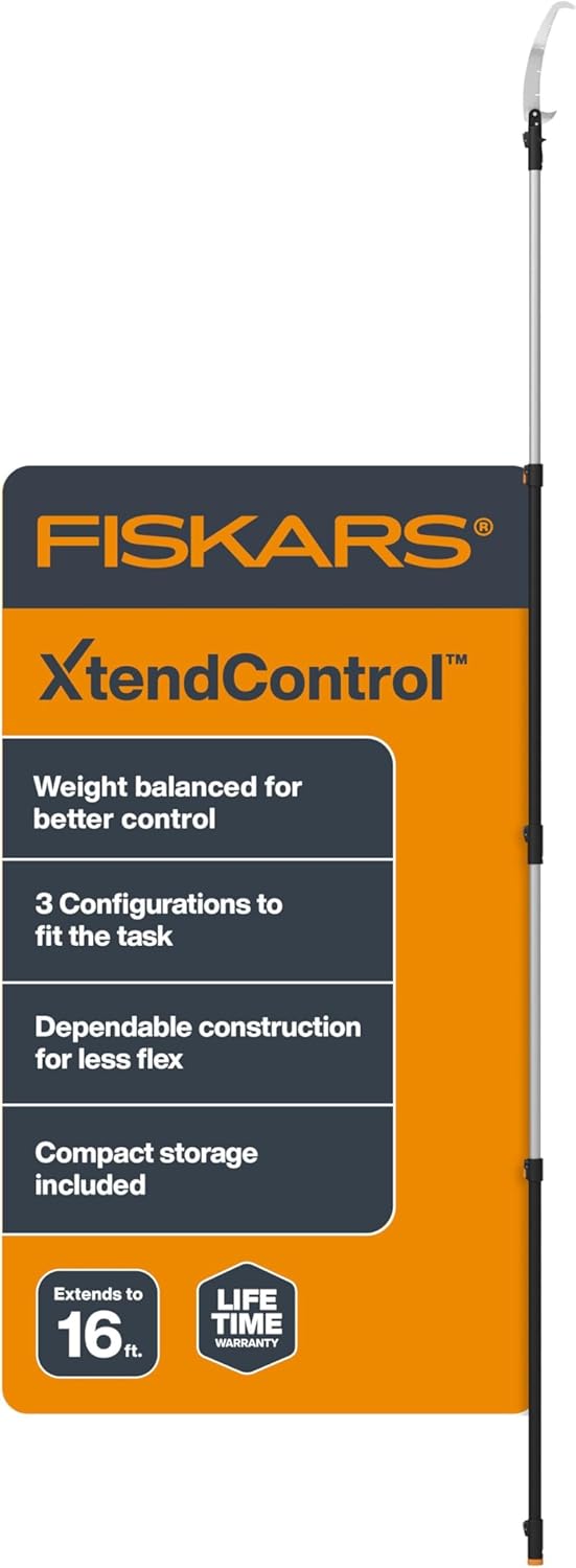 Fiskars XtendControl Extendable Tree Pruner (16 ft), Adjustable Branch Trimmer with 15" X3