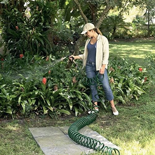 Flexon 1/2" x 25ft Coil Garden Hose – Compact, Kink-Resistant, Lightweight, Space-Saving Design
