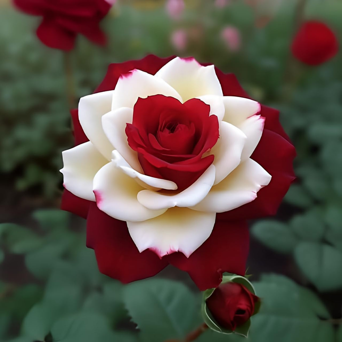 20pcs Rare Twin Red White Rose Flower Seeds for Planting - Captivating Garden Blooms Non GMO
