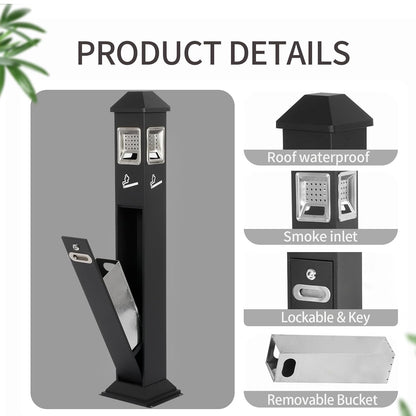 120cm Standing Waste Containers Trash Cans, Rubbish Bin Indoor Outdoor Stainless Steel Vertical