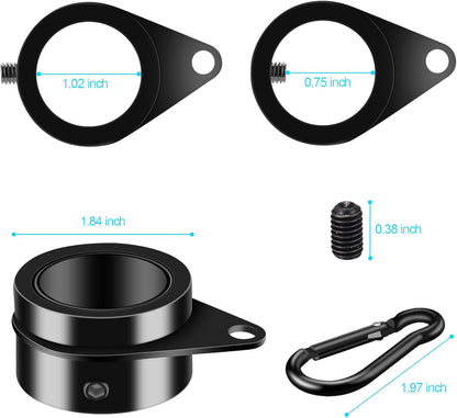 1" Black Flag Pole Rings, 2 Pcs Anti Wrap Aluminum Alloy Flag Pole Clip Swivels, 360° Rotating