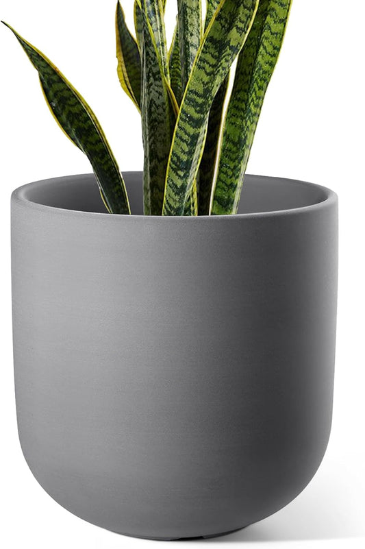 LE TAUCI 10 Inch Plant Pot, Ceramic Pots for Plants with Drainage Hole and Rubber Plug, Plant Pots