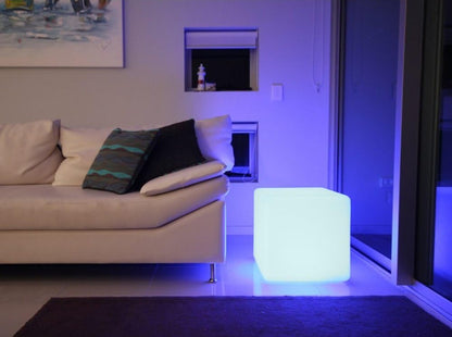 Mr.Go 14-Inch Color Changing LED Cube Light Stool, Glow Cube Seat for Kids, Modern LED Light Side