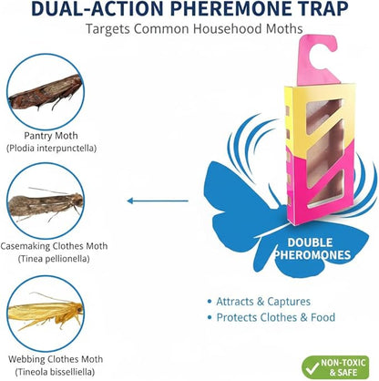 Effective and Refillable Dual Moth Pheromone Traps, Ultimate Solution to Clothes & Pantry Moth