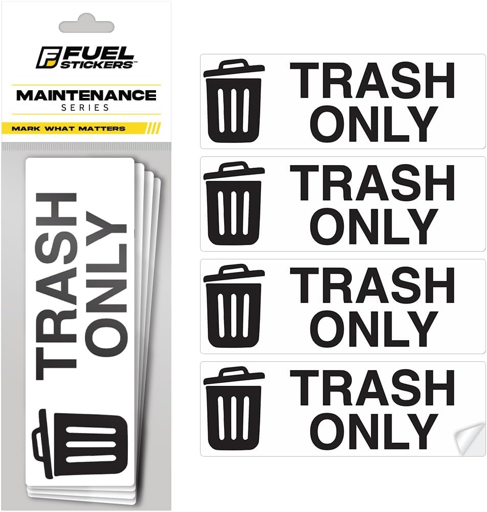 Trash Only Sticker for Trash Can, Garbage Can - 3-5 Year Indoor/Outdoor Rated - Heavy Duty, Weather