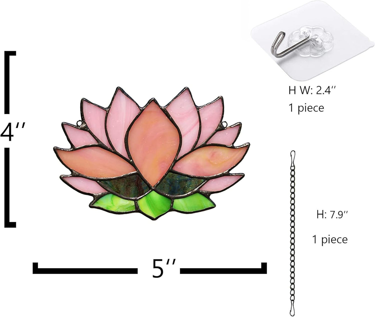 Lotus Flower Decor Stained Glass Window Hangings,Sun Catcher Gift for Mom Lotus Flower Decoration