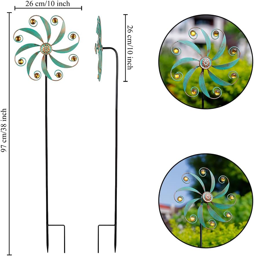 Stargarden Wind Spinner, Metal Outdoor Wind Sculptures & Spinners, Small Garden Pinwheels for Yard
