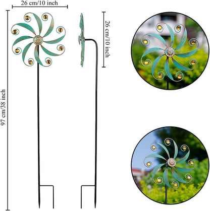 Stargarden Wind Spinner, Metal Outdoor Wind Sculptures & Spinners, Small Garden Pinwheels for Yard