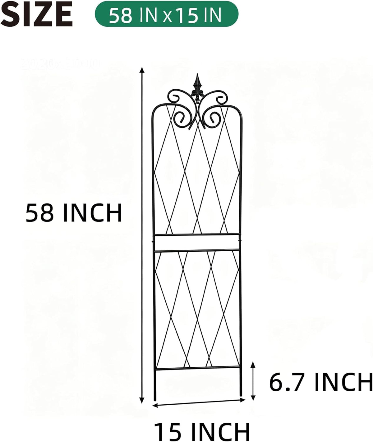 Garden Trellis for Climbing Plants 59inch x15inch Rustproof Metal Vine Trellises for Outdoor