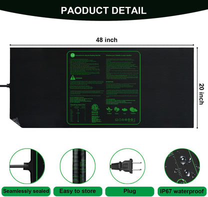 Upgrade 48"x20" Durable Waterproof Seedling Heat Mat with ETL Certified, Warm Hydroponic Heating