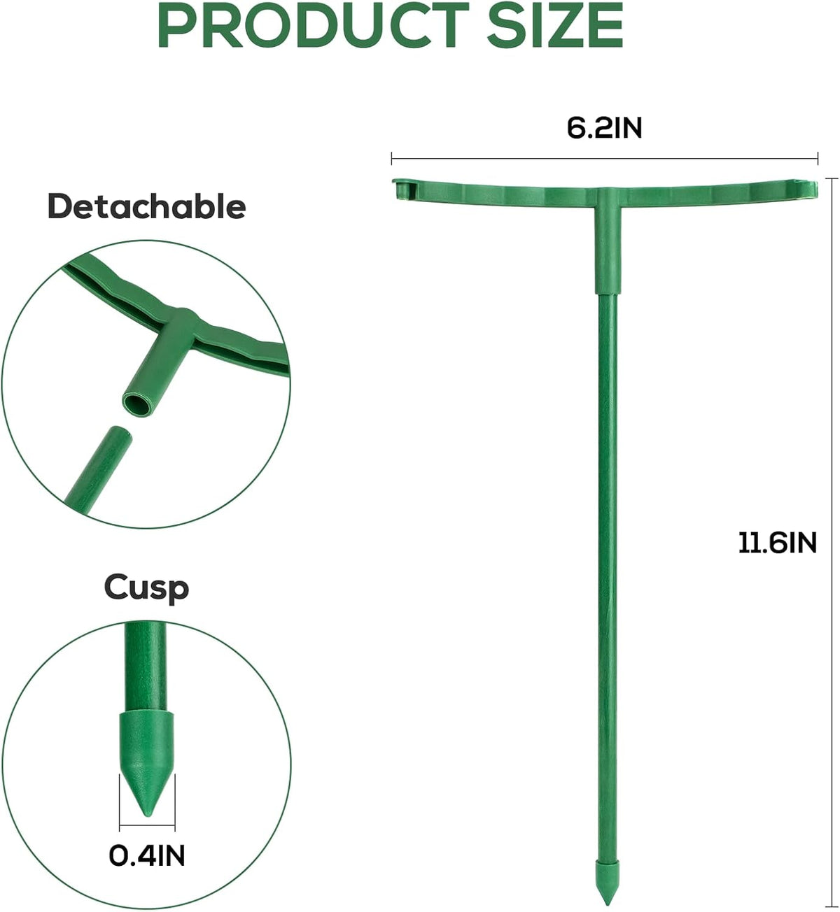 24 Pcs Plant Support Stakes, Half Round Plant Support for Indoor Plants, Stackable Garden Flower