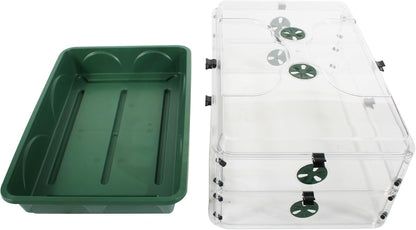 EarlyGrow 95457 24" x 15" x 16.75" Domed Propagator, Green, 3 Side Extenders and Locking Clip Set