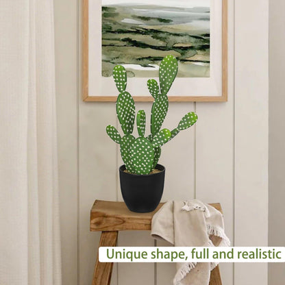 DILATATA 16.5" Small Fake Cactus Plant Potted 'Prickly Pear Cactus' Faux Cacti for Home Garden