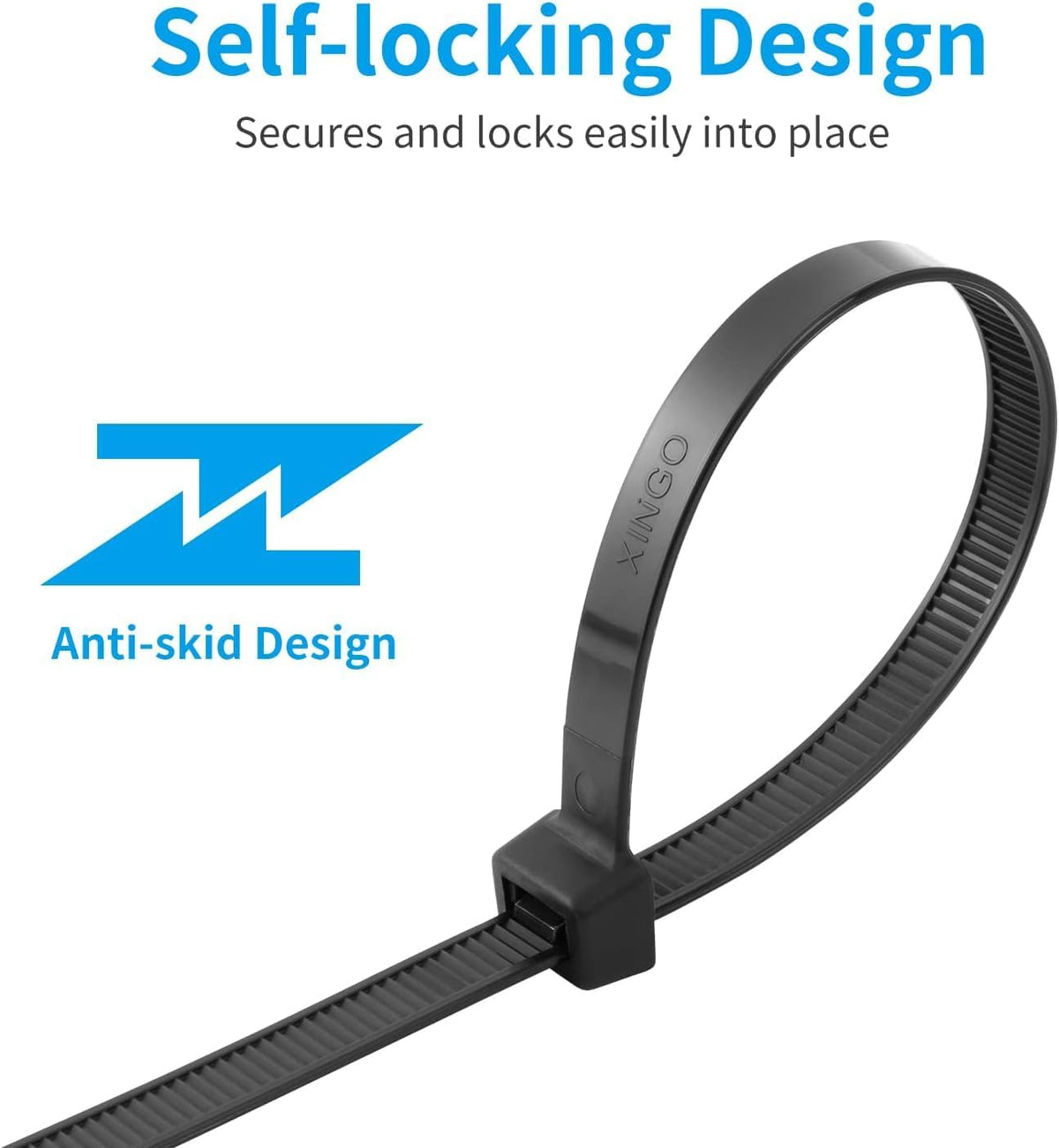XINGO 12 Inch Black Zip Ties Heavy Duty 250 Pack, 120 LBS Tensile Strength, Premium Nylon Cable