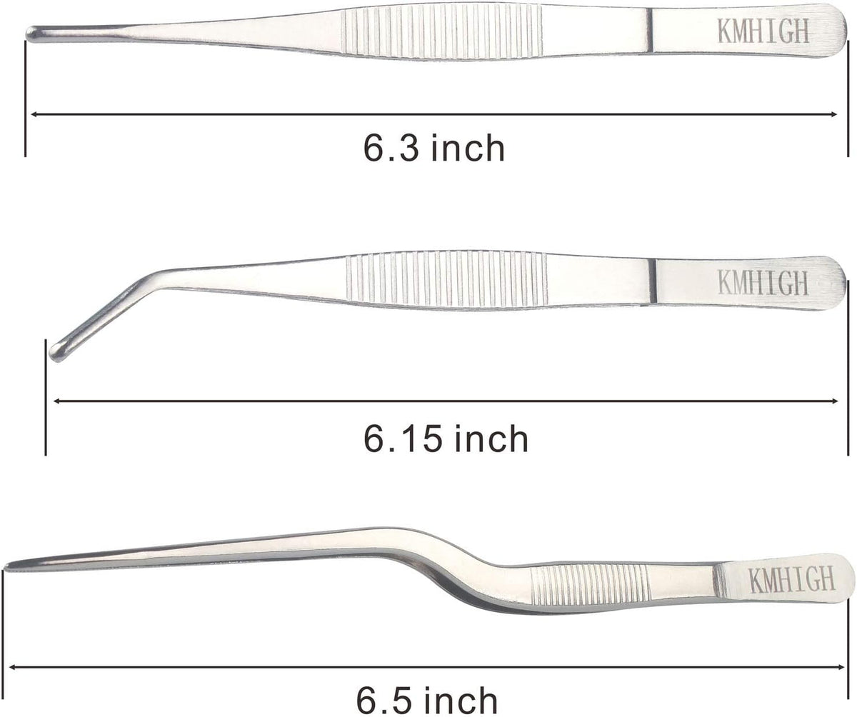 Stainless Steel Tweezers Set, For Small Gardening and Kitchen, Multi-Purpose Tools. (3Pcs