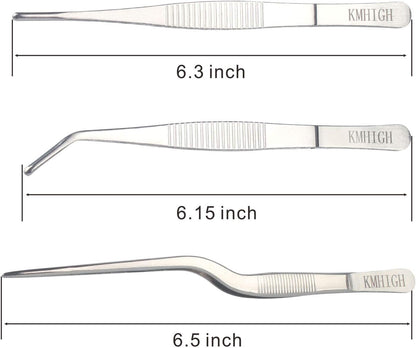 Stainless Steel Tweezers Set, For Small Gardening and Kitchen, Multi-Purpose Tools. (3Pcs