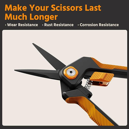 PrunePro Garden Scissors Pruning Shears Sharp Stainless Steel Non-Stick Teflon Coating Blade for