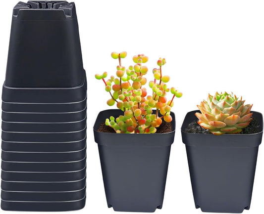 Square Nursery Pots 3.54Inches 90 Pcs Seedling Flower Post Plastic Thick Seed Start Germination for