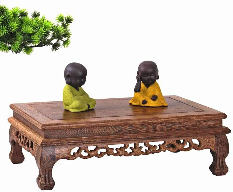 GOLDY&WENDY Vase Lamp Teapot Wooden Oriental Style Rectangular Base Rosewood Solid Wood Carving