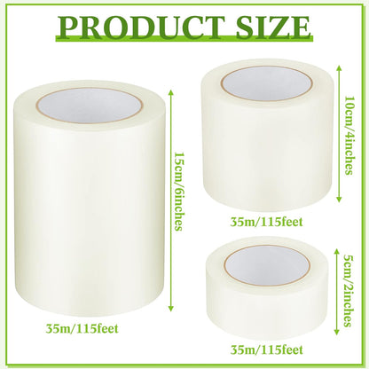 Frienda 3 Pack 2''x115'+4''x115'+6''x115' 6 Mil Greenhouse Plastic Repair Tape Waterproof and UV