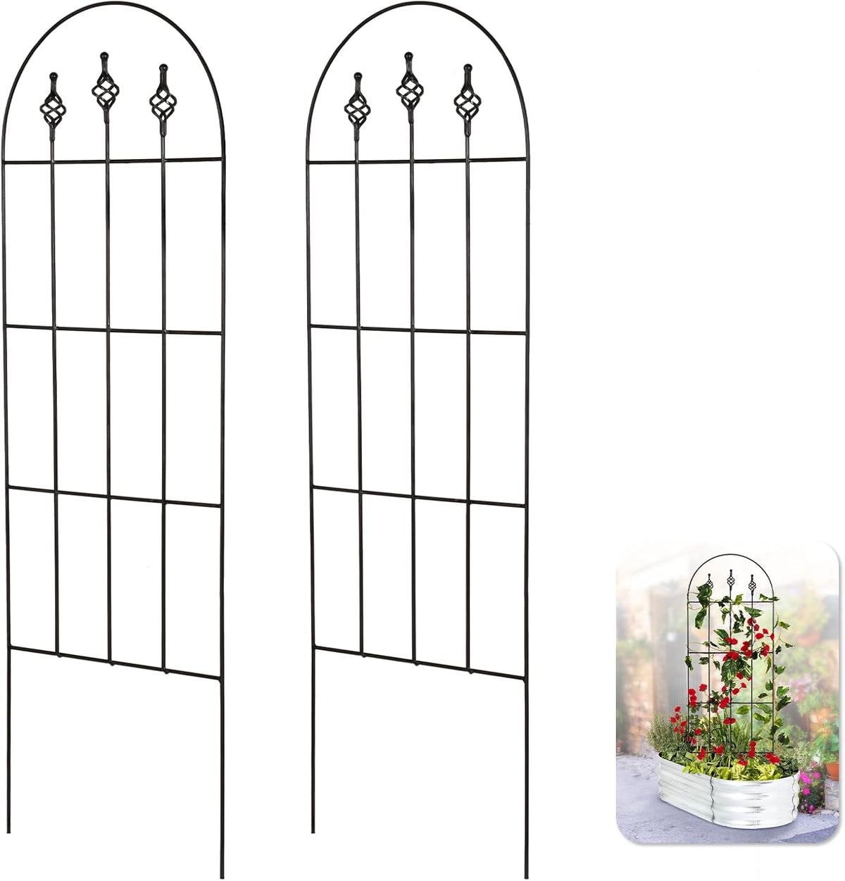 Idzo Decorative Metal Trellis for Climbing Plants Outdoor, Anti-Corrosion Powder Coated Garden
